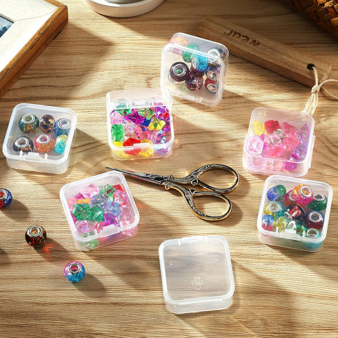 SATINIOR 24 Packs Small Clear Plastic Beads Storage Containers Box with Hinged Lid for Storage of Small Items, Crafts, Jewelry, Hardware (1.7 x 1....